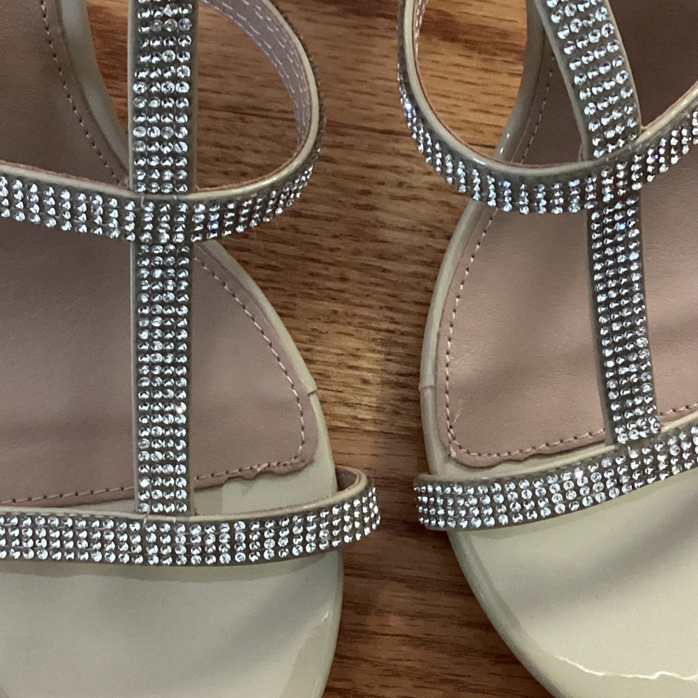 Allegra K Beige Rhinestone Ankle Strap Stiletto High Heels Sandals Size 10 - Picture 4 of 7
